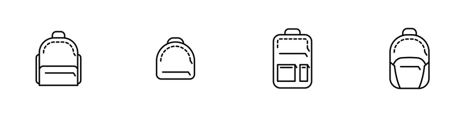 Conjunto de iconos de mochila para la escuela de diferentes estilos. Concepto de estudios