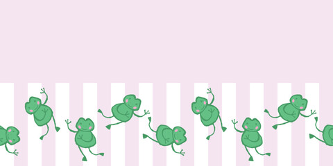 Frog Love Heart Frame Border Seamless Pattern