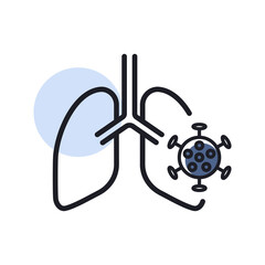 Human lungs infected by virus and bacteria icon