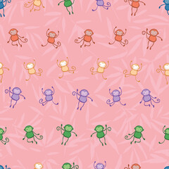 Monkey Leaves Seamless Pattern