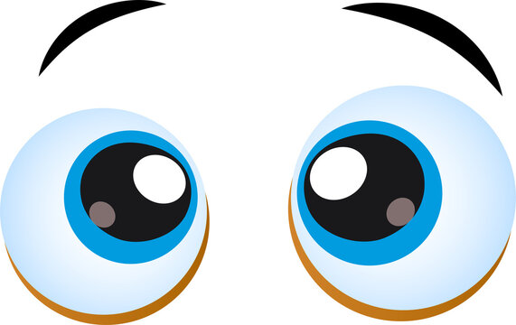 Illustration of a pair of surprised, excited cartoon eyes isolated on transparent background.