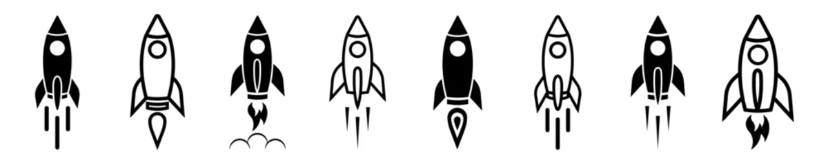 Foto op Canvas Set of rocket vector icons. Launch spaceship or spacecraft. Rocket fast flying for space. New business start up.  © Міша Герба
