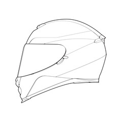 Template helmet full  face, line Art helmet Vector Illustration, Line art vector, helmet Vector
