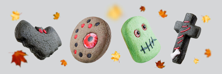 Sweet and scary Halloween cookies for kids background