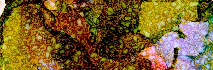 Golden pattern on Alcohol ink fluid abstract texture fluid art with gold glitter and liquid.