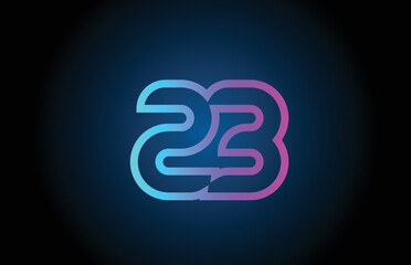 pink line 23 number logo icon design. Creative template for business and company