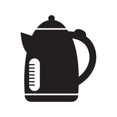 Electric hot water tea kettle icon | Black Vector illustration |