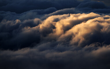 Dramatic landscape of clouds at sunset