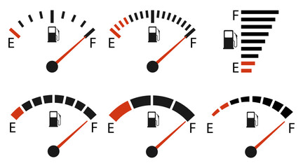 Set of Fuel gauge icon showing full. Vector illustration.