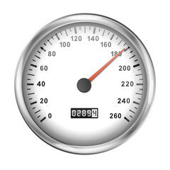 Realistic speedometer. Realistic glossy rounded buttons with speedometer. Vector illustration.
