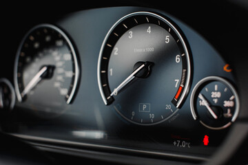 Fototapeta premium car dashboard with speedometer
