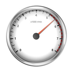 Realistic tachometer. Realistic glossy rounded buttons with tachometer. Vector illustration.