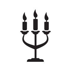 Burning stand decorative candle icon | Black Vector illustration |