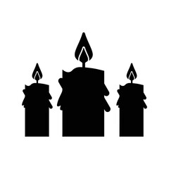Burning spa stand candle light icon | Black Vector illustration |
