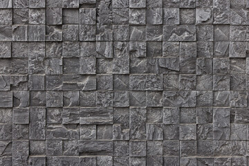 artificial stone wall, plastic panel imitating small cuboid wall brickwork mosaic