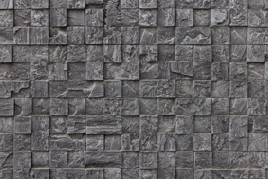 artificial stone wall, plastic panel imitating small cuboid wall brickwork mosaic