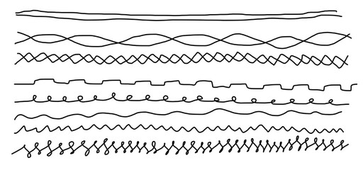 Hand Drawn Lines. Waves, stripes, squiggles. Illustration.