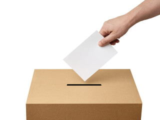ballot box casting vote election referendum politics elect man female democracy hand voter political