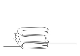 Stack of books. Continuous line drawing.