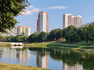 Fototapeta premium Kirovogradsky pond in the south of Moscow