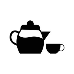 Drink coffee kettle and cup icon | Black Vector illustration |