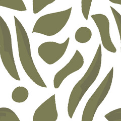 Seamless pattern with abstract textured leaves. Autumn vector background. 