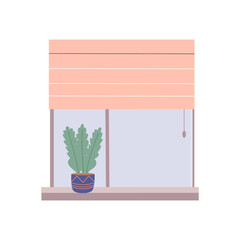 Office windows and windows in interiors. Cartoon vector illustration.