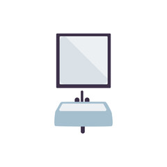 Washbasin with mirror and Bottles with cleansing and moisturizing cosmetics products on bathroom