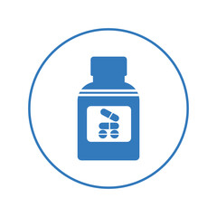 Fototapeta premium Herbal treatment pills bottle icon | Circle version icon |