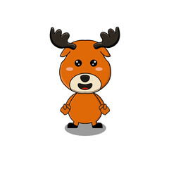 Obraz premium vektor illustation deer with funy face