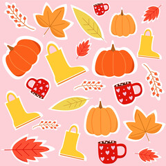 Leaf fall seamless background. Autumn pattern.