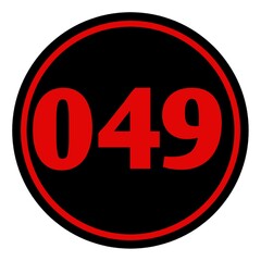 The serial number of participants in the form of a circle with a black background, red numbers to be placed on the chest or back