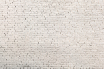 Nostalgic Brickwork Background / Old large white painted shabby chic brick wall (copy space) - 528123112