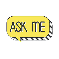 Ask me on doodle speech bubble