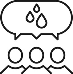 People, staff, speech bubble concept. Vector line icon for web sites, stores, online courses etc. Sign of drops inside of speech bubble over group of people