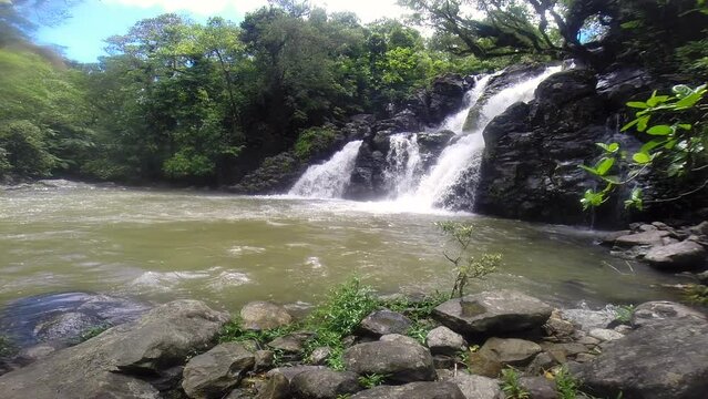Waterfall in Fiji rainforest