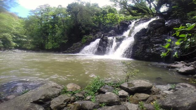 Waterfall in Fiji rainforest