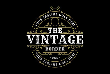Fototapeta na wymiar Round Vintage Retro Ornament Blank Border Frame Royal Badge Emblem Stamp Label Logo Design Vector