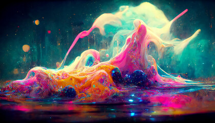 colorful space trippy liquid surreal cosmic art