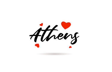 Athens handwritten city typography text with love heart