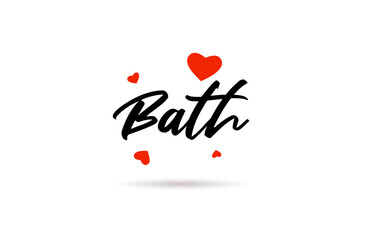 Bath handwritten city typography text with love heart