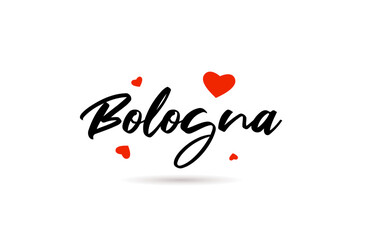 Bologna handwritten city typography text with love heart