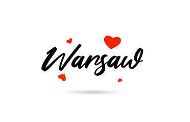 Warsaw handwritten city typography text with love heart