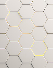 Abstract white hexagons background.