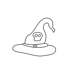 Hand Drawn Halloween Witch Hat Outline