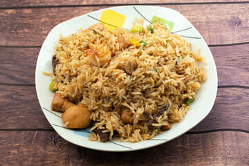 Special chaufa with chicken, beef, shrimp and pork.