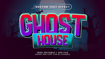 Ghost house editable text effect with flaying bats and castle background