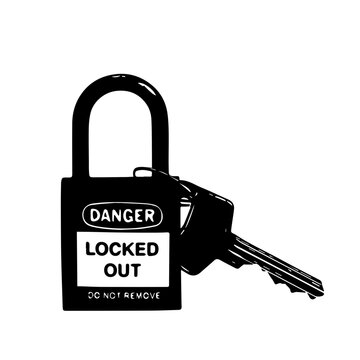 Sicherheit lockout tagout Schloss mit Schlüssel Locked out
