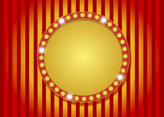 Banner with lamps. Shining retro billboard. Vintage bright sign board for your design. Suitable for casino circus style cinema.