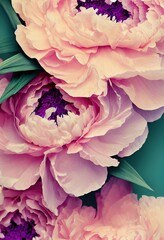 Fluffy Blooming Peony, flower Close Up, Creative Floweal Composition, Bonally AI Wallpaper - Realistic 3d Illustration